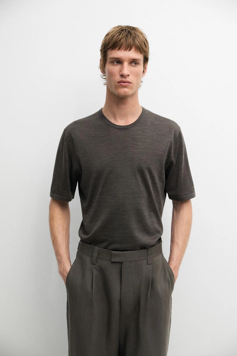 Вязанная футболка из шерстяной смеси