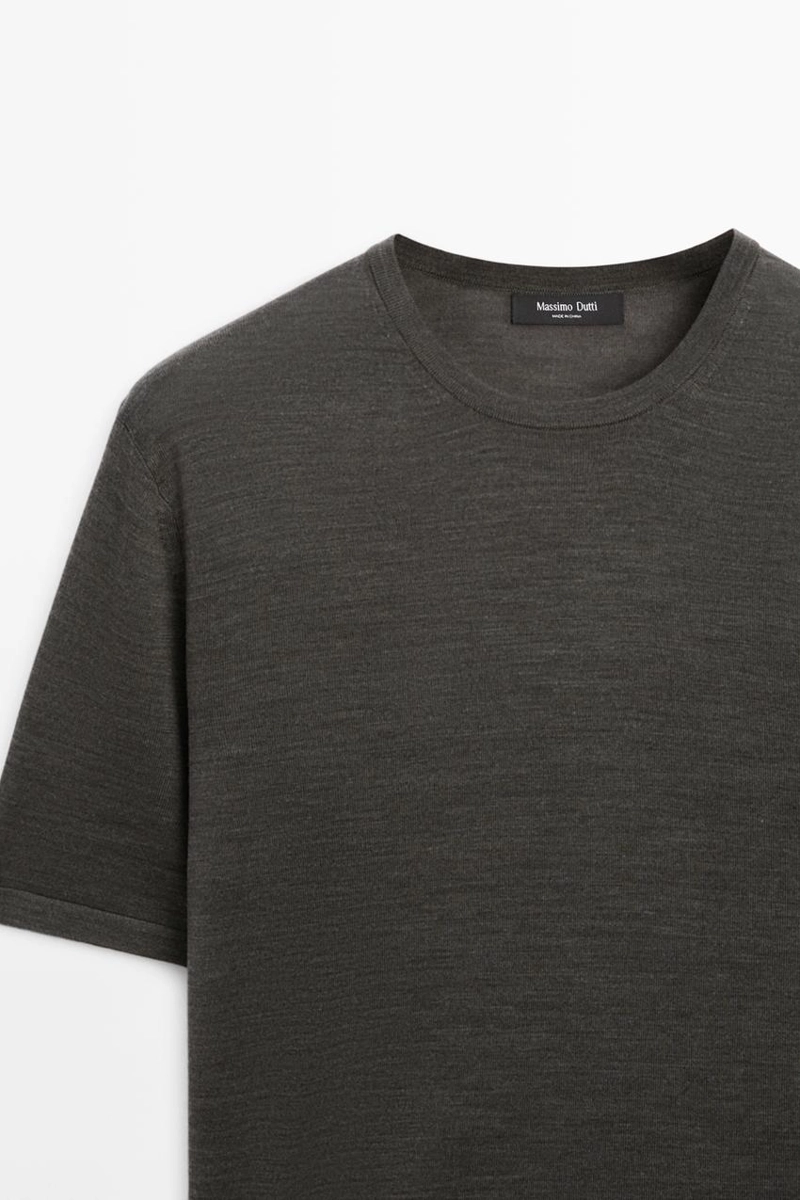 Вязанная футболка из шерстяной смеси