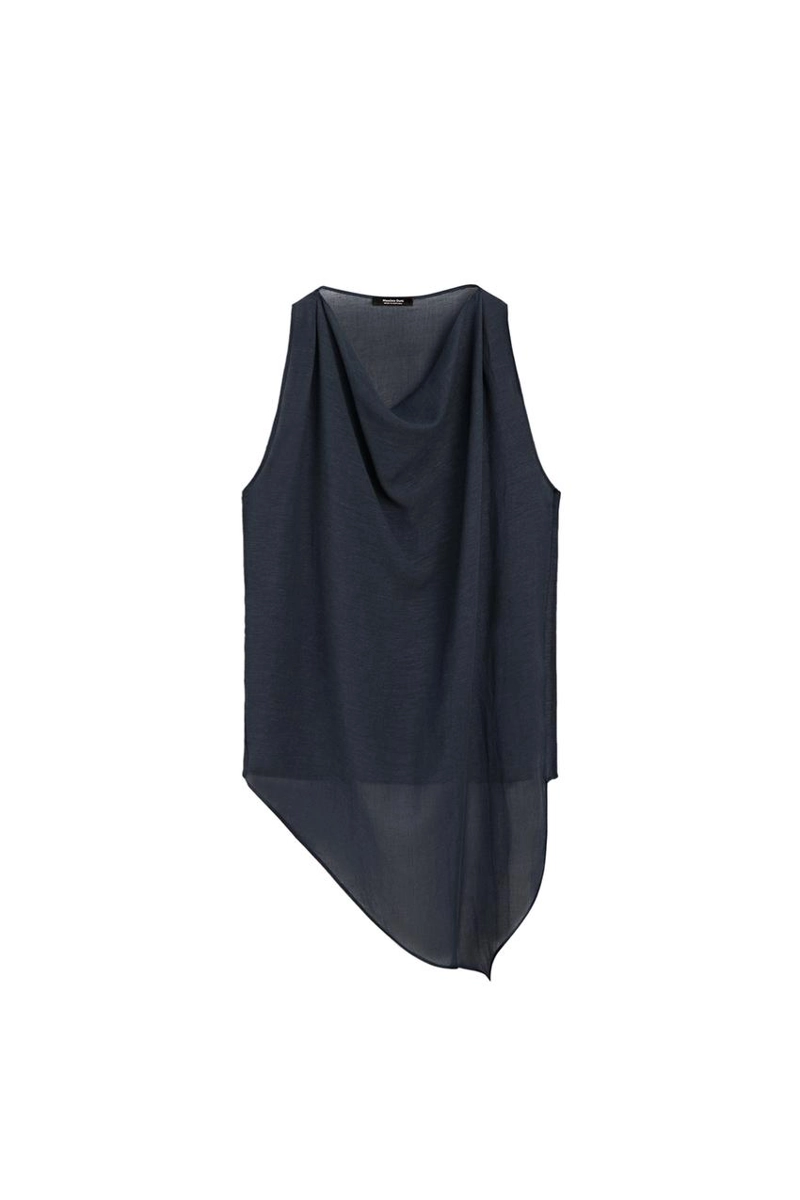 Топ из льняно-хлопковой ткани с асимметричным кроем