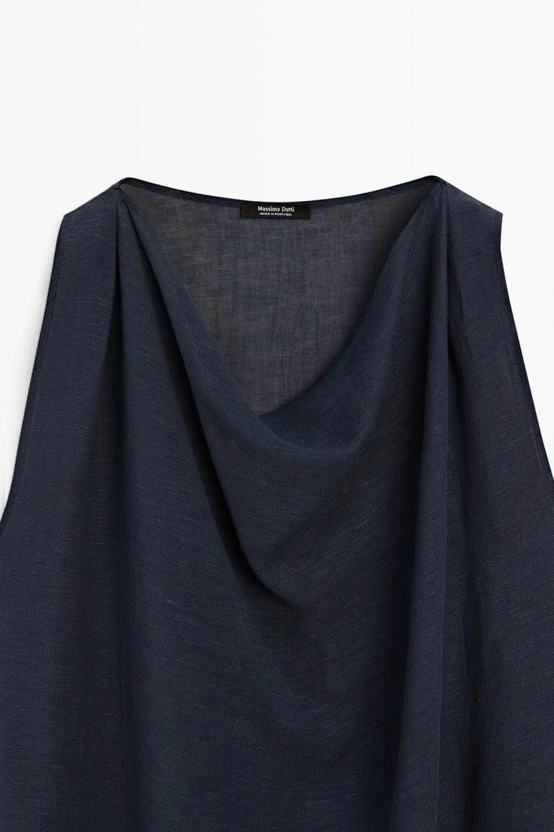 Топ из льняно-хлопковой ткани с асимметричным кроем