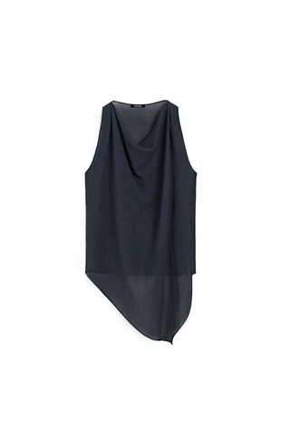 Топ из льняно-хлопковой ткани с асимметричным кроем- Заказать в России