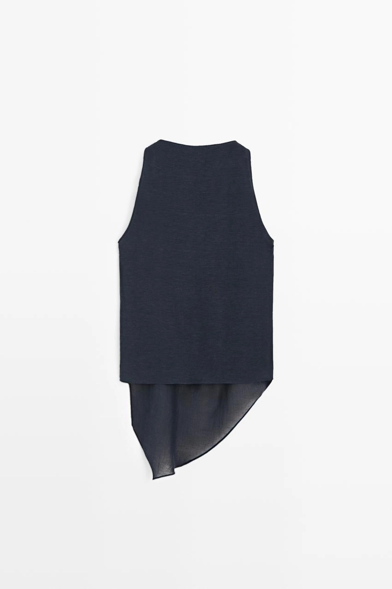 Топ из льняно-хлопковой ткани с асимметричным кроем