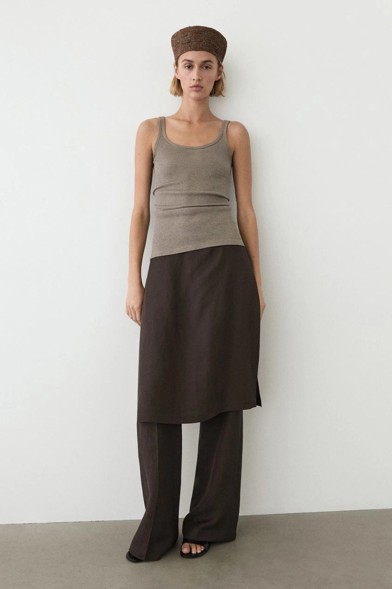 Брюки-юбка на запах из шелковой ткани