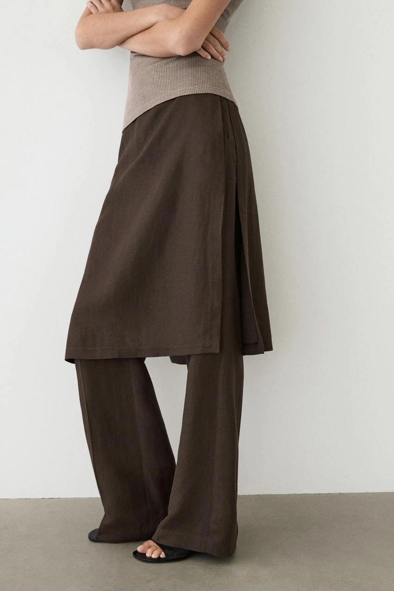 Брюки-юбка на запах из шелковой ткани