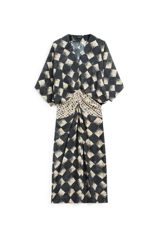 Платье с поясом на запах- Заказать в России