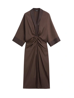 Платье с длинным рукавом и складками- Заказать в России