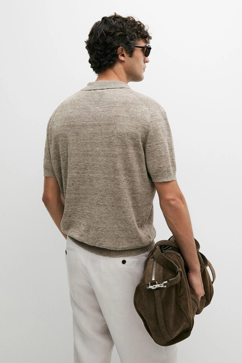 Поло из 100% льна с меланжевым эффектом