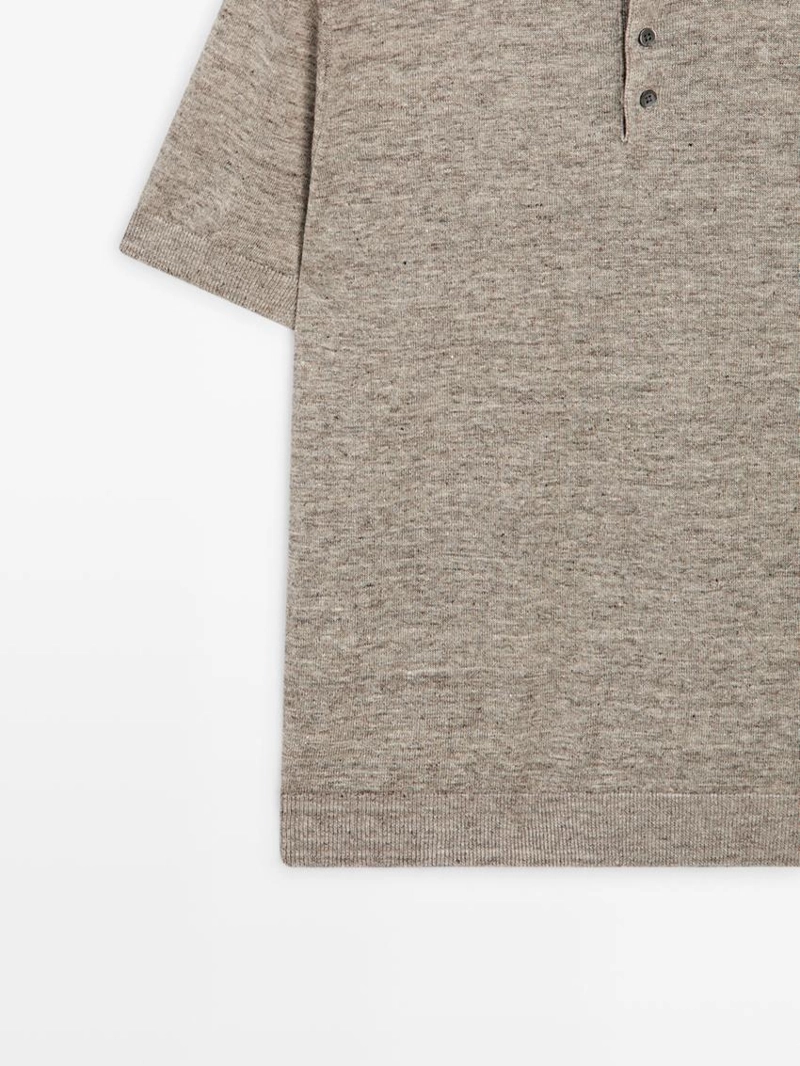 Поло из 100% льна с меланжевым эффектом