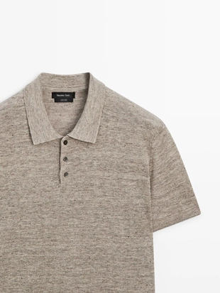 Поло из 100% льна с меланжевым эффектом- Заказать в России