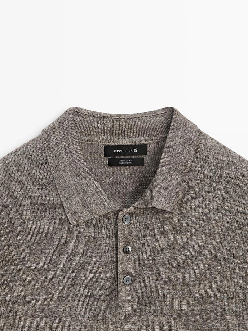 Поло из 100% льна в меланжевом стиле