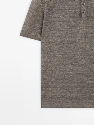 Поло из 100% льна в меланжевом стиле- Заказать в России