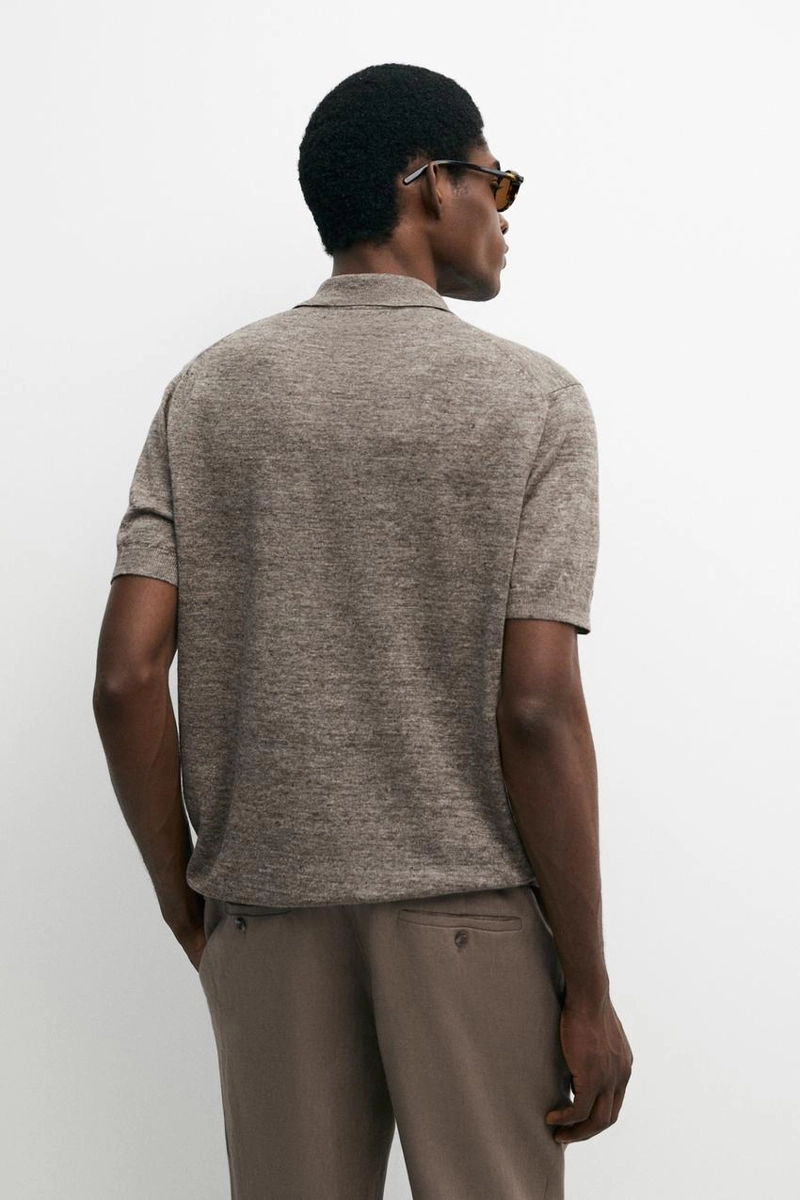 Поло из 100% льна в меланжевом стиле