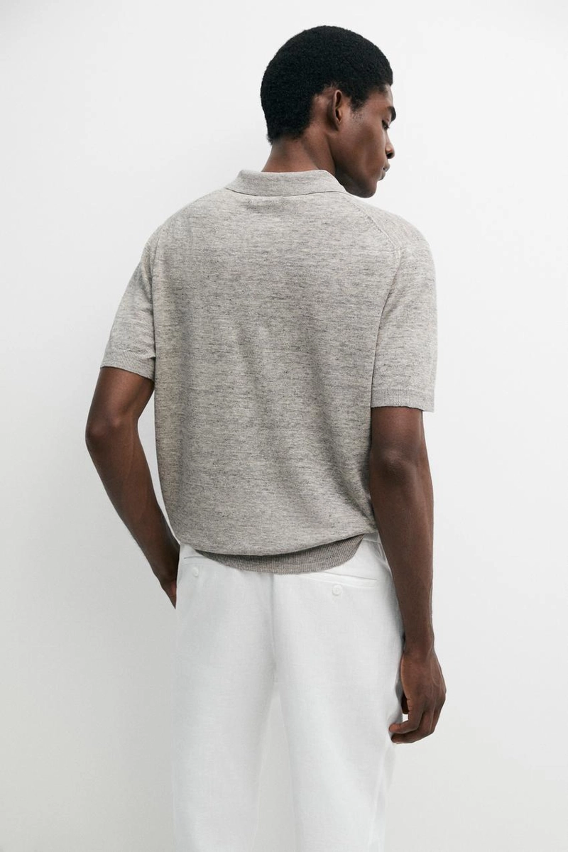 Поло из 100% льна с меланжевым эффектом