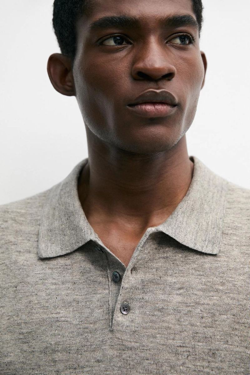 Поло из 100% льна с меланжевым эффектом