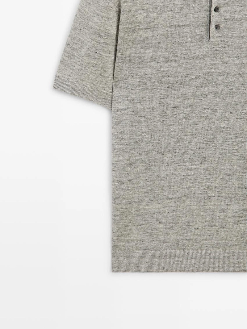 Поло из 100% льна с меланжевым эффектом