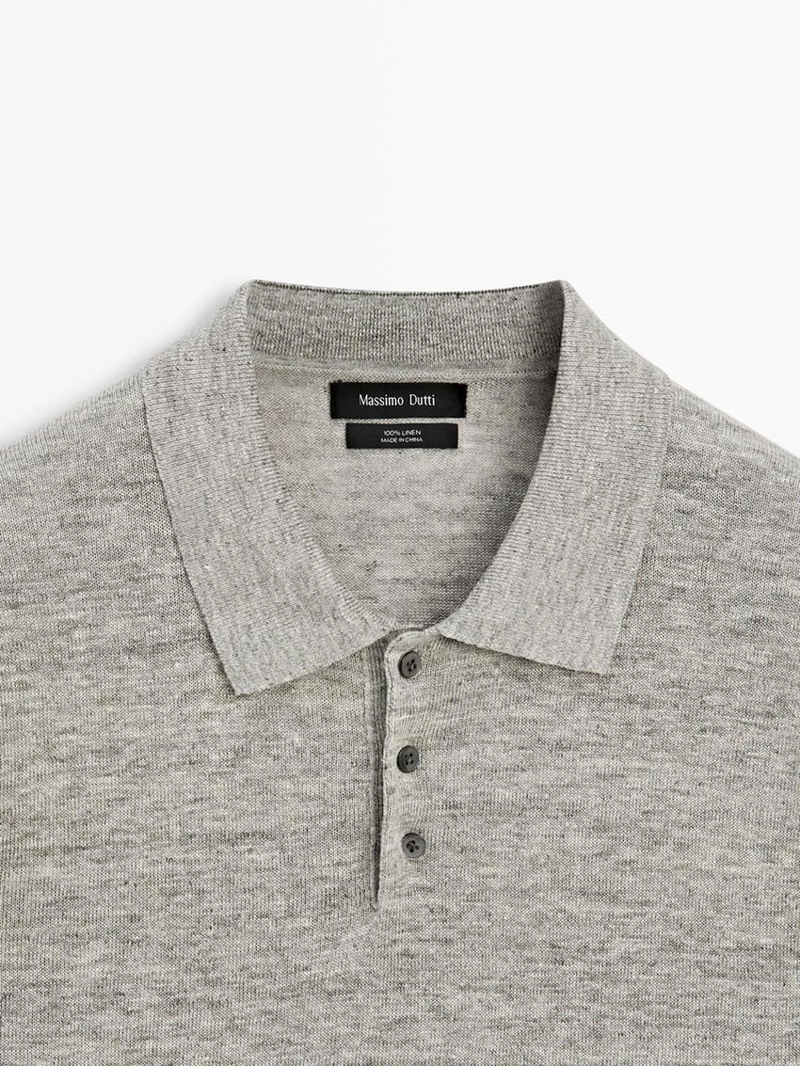 Поло из 100% льна с меланжевым эффектом