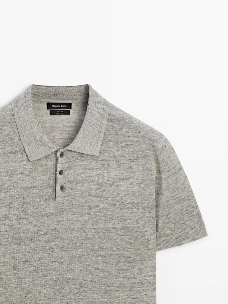 Поло из 100% льна с меланжевым эффектом