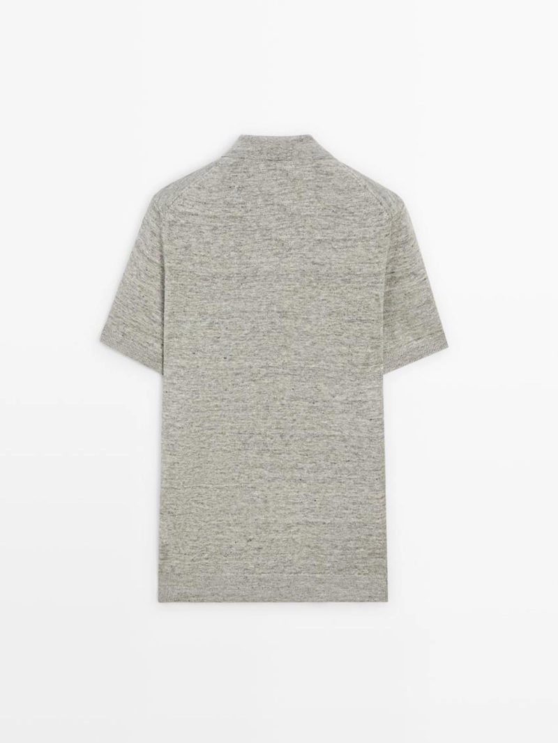 Поло из 100% льна с меланжевым эффектом