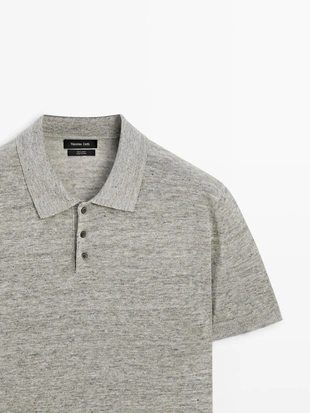 Поло из 100% льна с меланжевым эффектом- Заказать в России