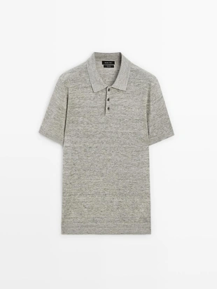 Поло из 100% льна с меланжевым эффектом- Заказать в России