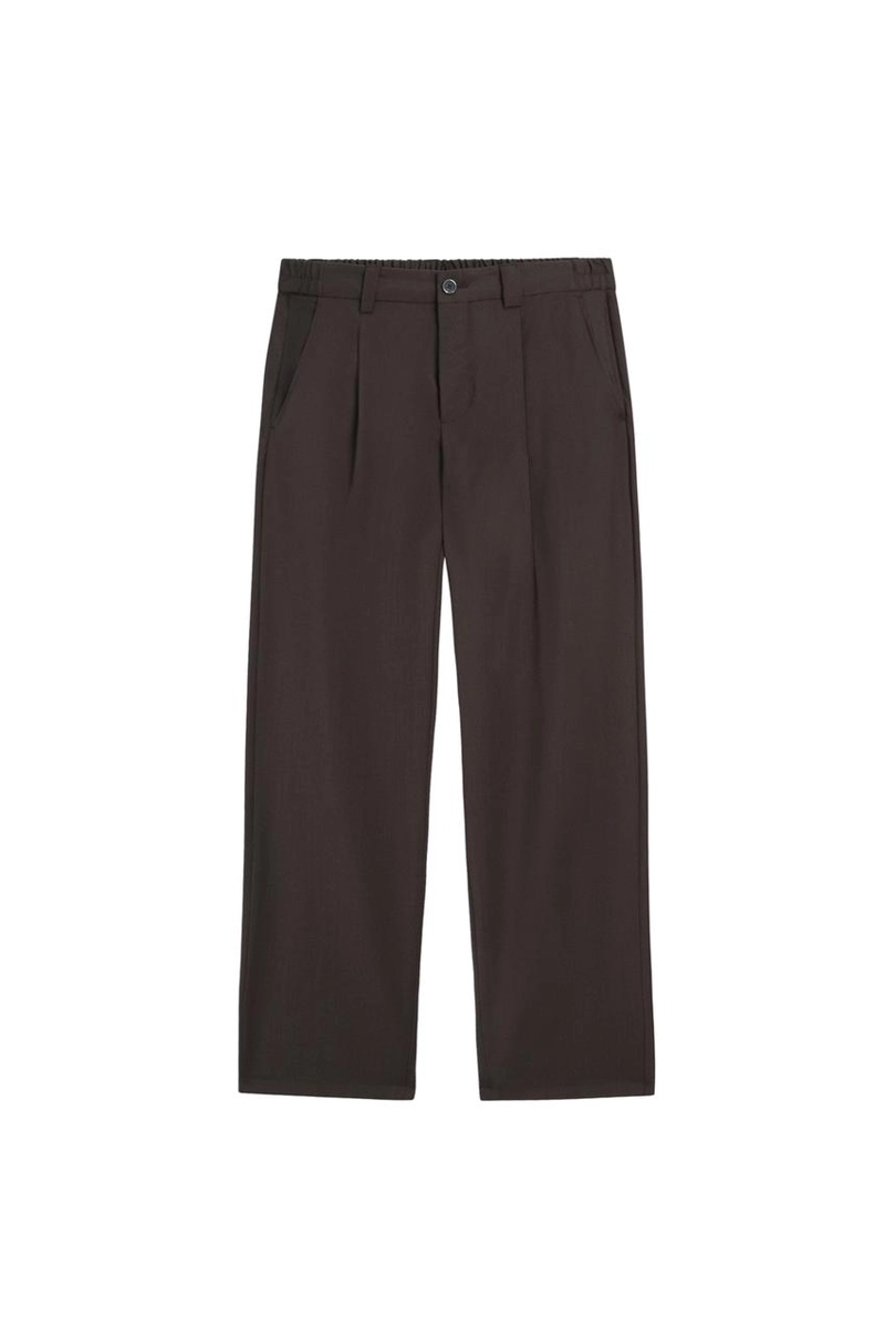 Брюки свободного покроя из прохладной шерсти с элементами ламантинов