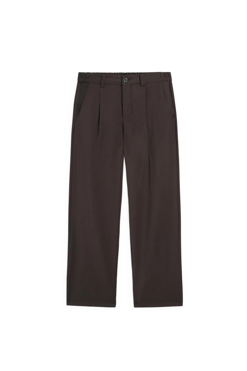 Брюки свободного покроя из прохладной шерсти с элементами ламантинов