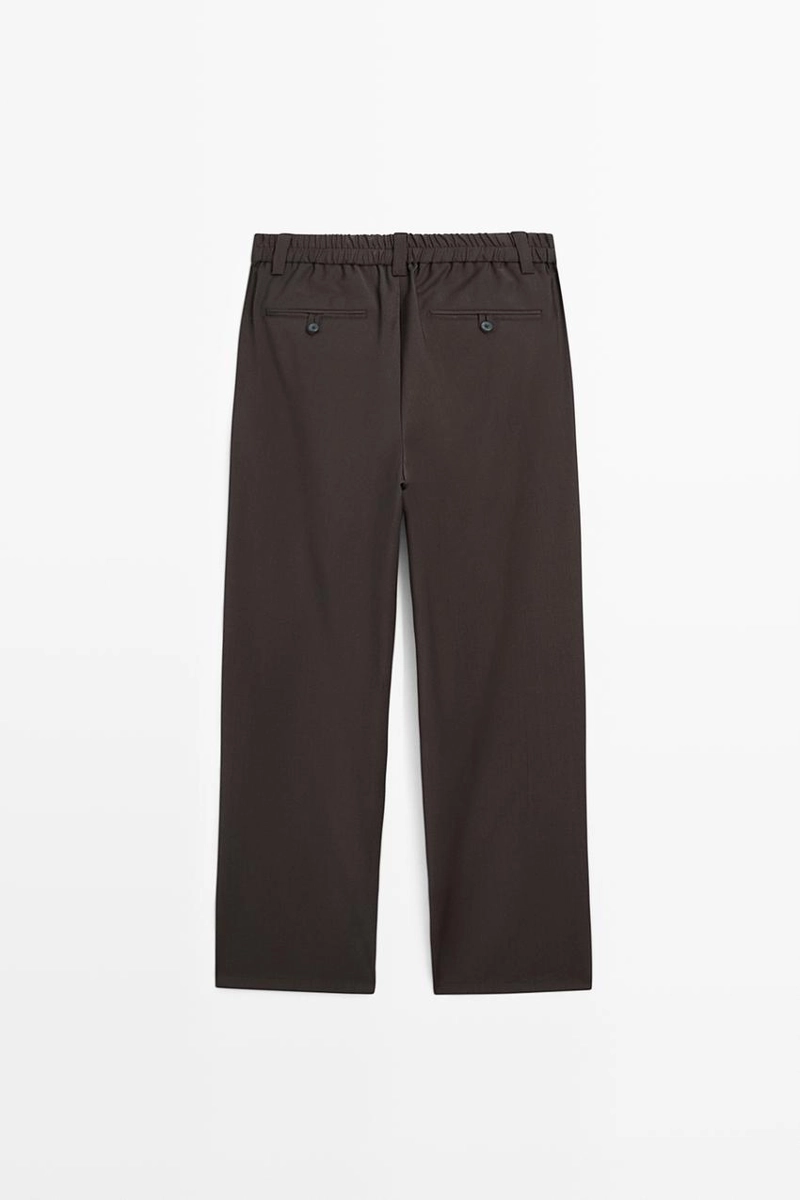 Брюки свободного покроя из прохладной шерсти с элементами ламантинов