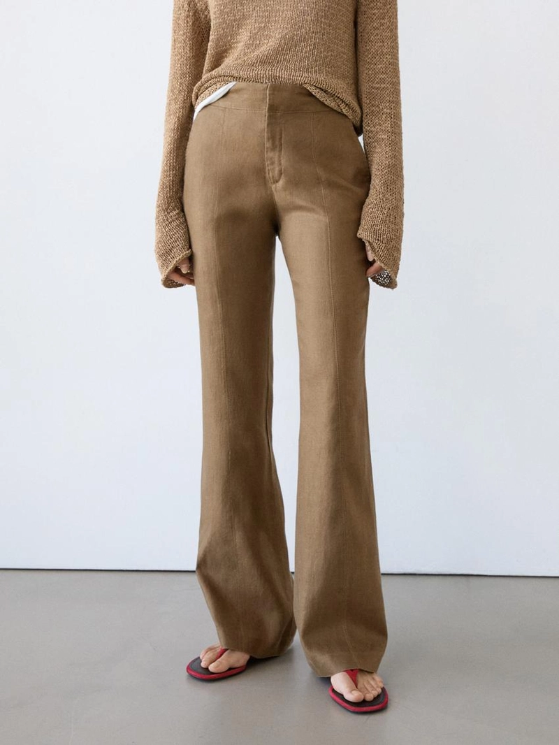 Брюки с завышенной посадкой из 100% льна