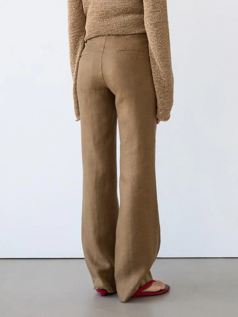 Брюки с завышенной посадкой из 100% льна