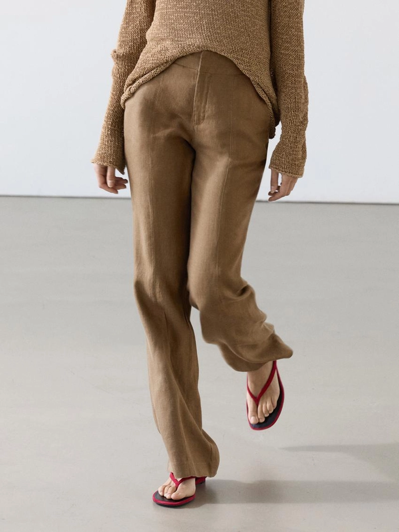 Брюки с завышенной посадкой из 100% льна