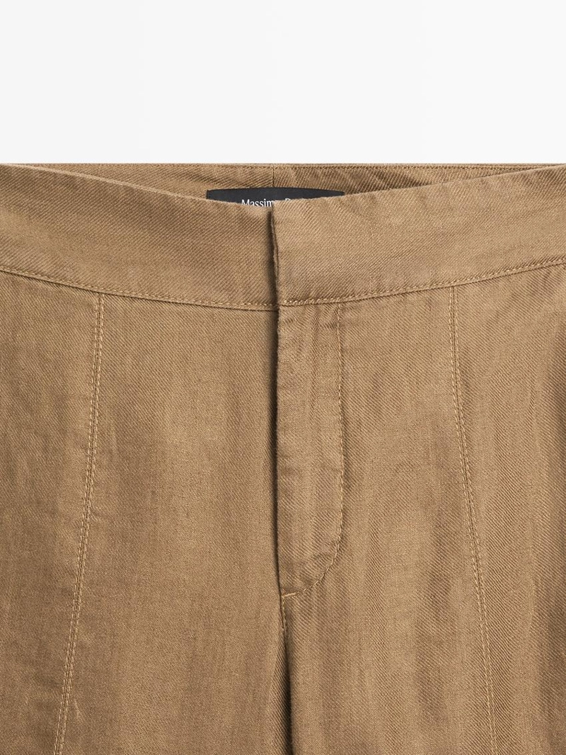 Брюки с завышенной посадкой из 100% льна