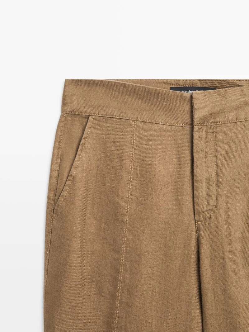 Брюки с завышенной посадкой из 100% льна