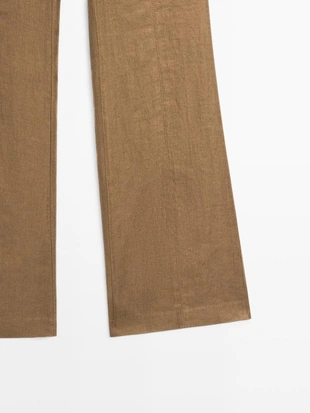 Брюки с завышенной посадкой из 100% льна- Заказать в России