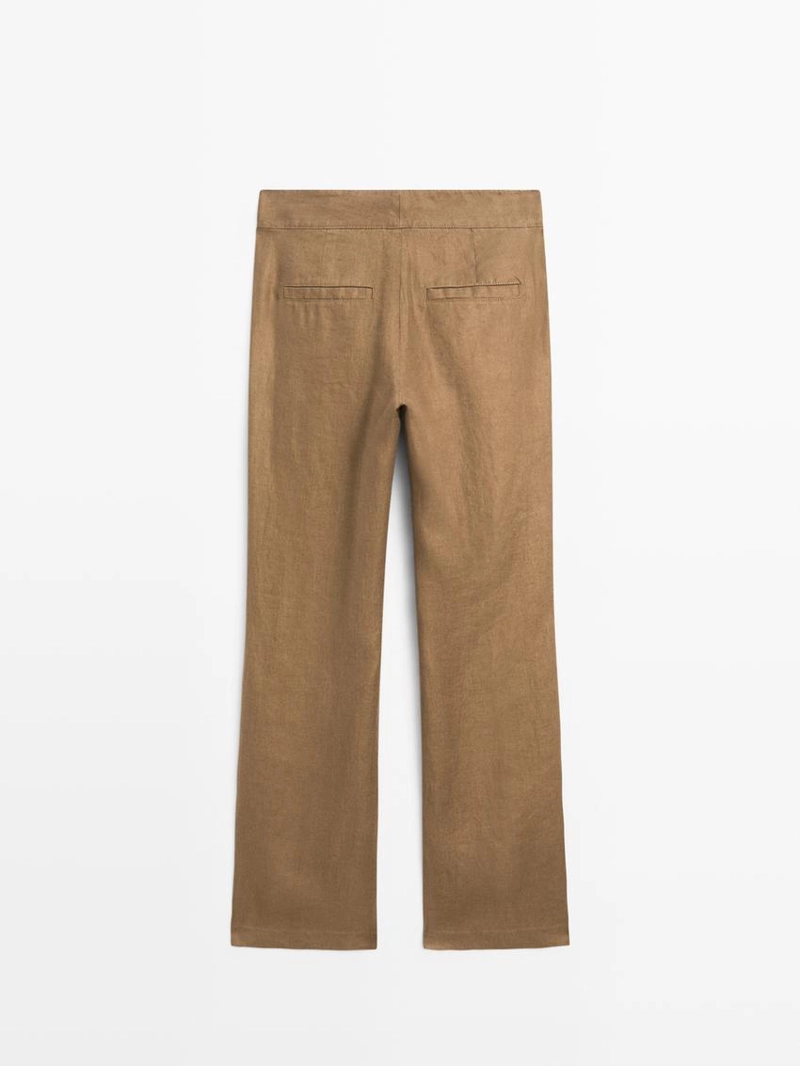 Брюки с завышенной посадкой из 100% льна