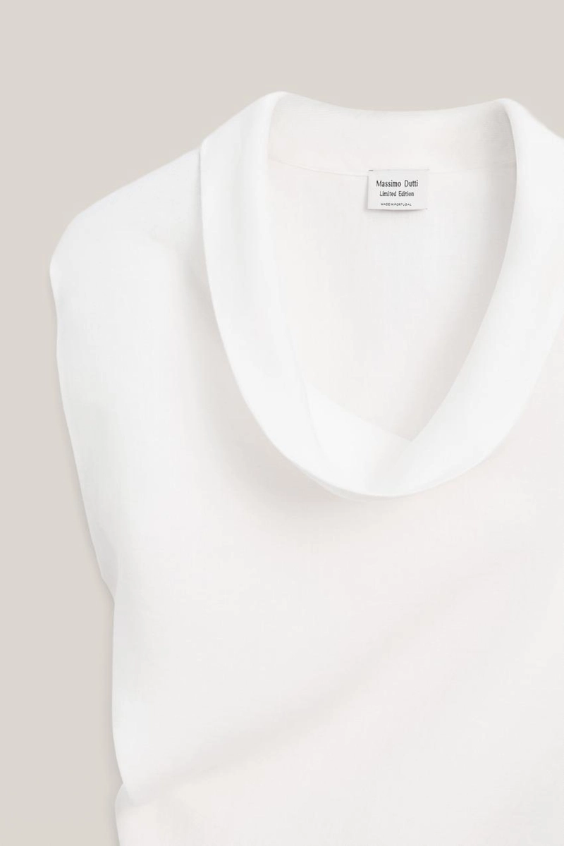 100% льняной асимметричный топ с воротником хомут - лимитированная коллекция