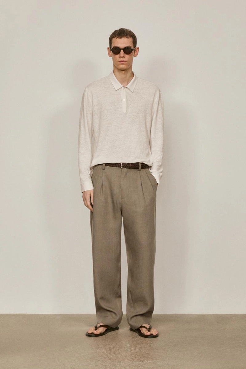 Льняные брюки с двойными вытачками - limited edition