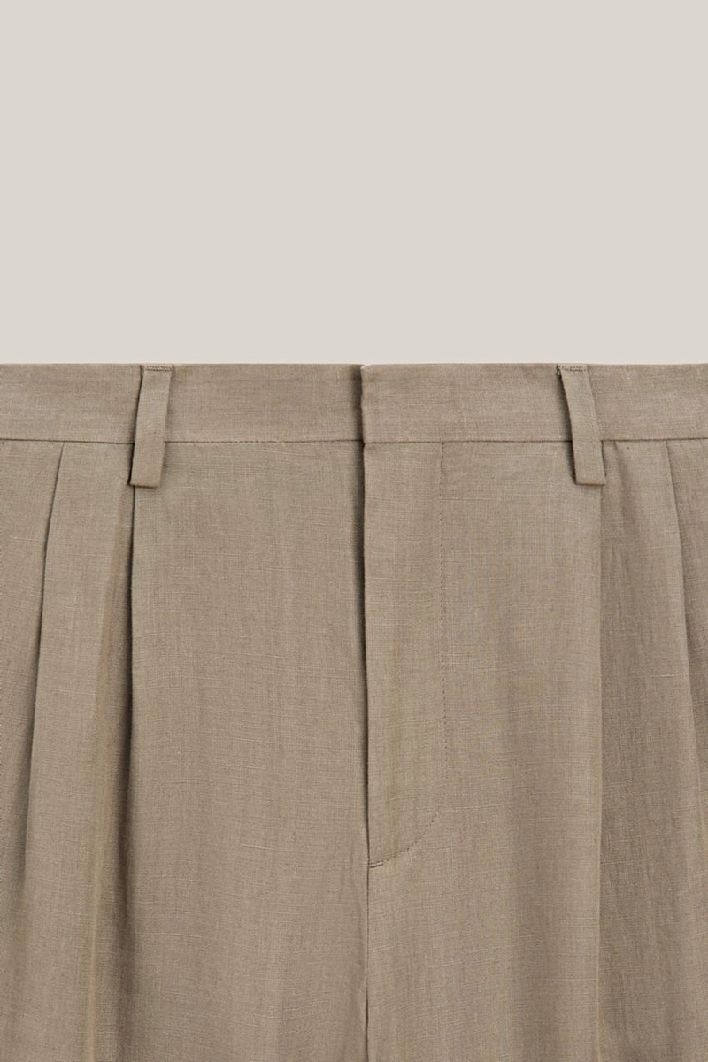 Льняные брюки с двойными вытачками - limited edition