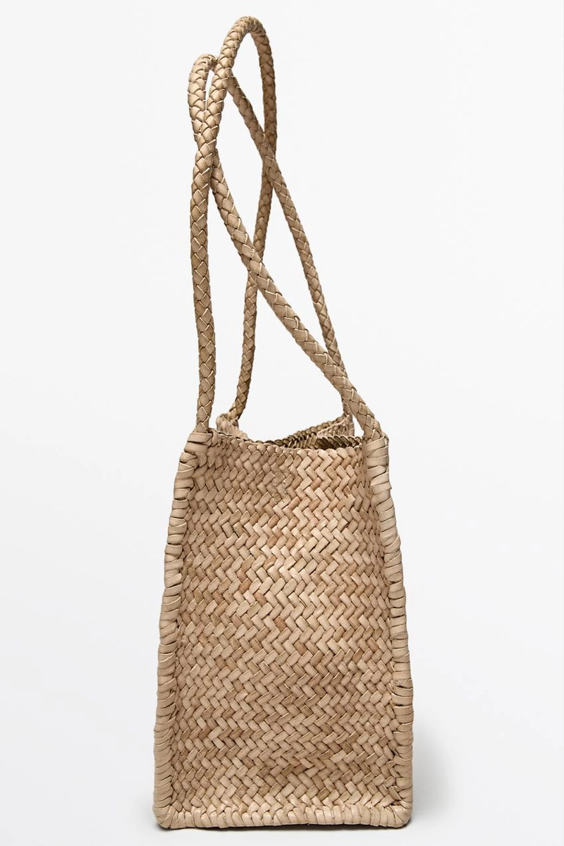 Сумка-ведро из плетеной кожи нубука