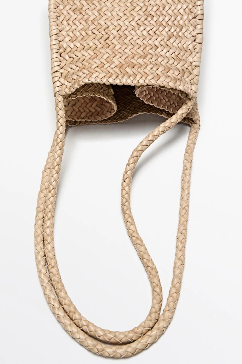 Сумка-ведро из плетеной кожи нубука