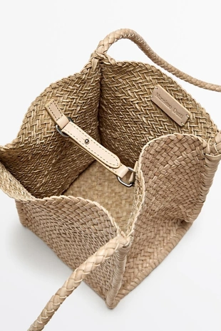 Сумка-ведро из плетеной кожи нубука- Заказать в России