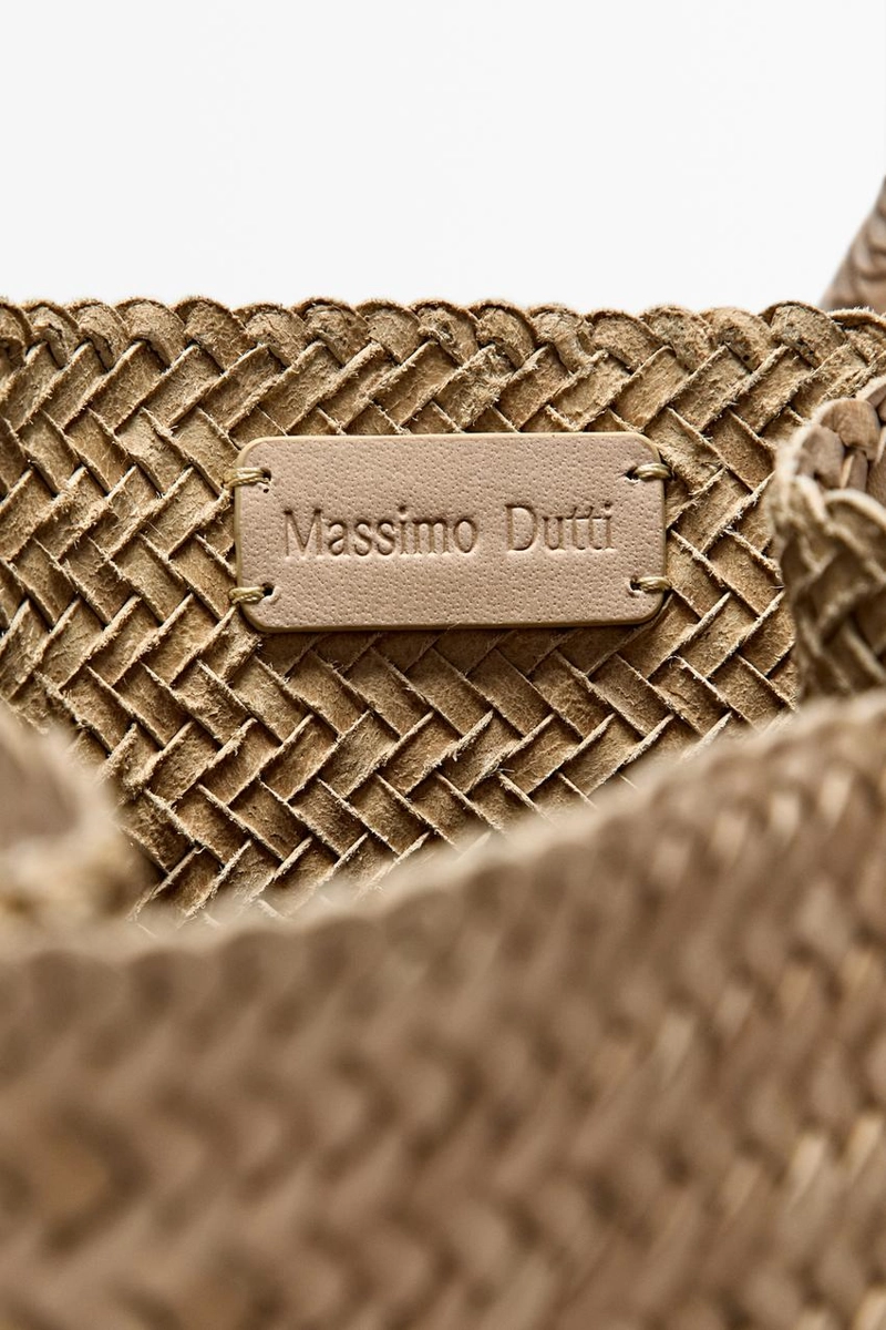 Сумка-ведро из плетеной кожи нубука