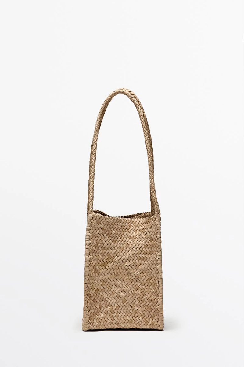 Сумка-ведро из плетеной кожи нубука