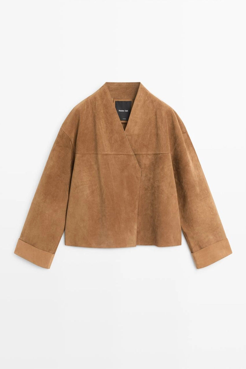 Куртка из замши с двойным покроем