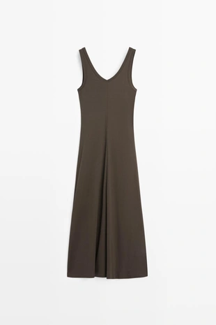 Платье миди с деталями центрального шва- Заказать в России