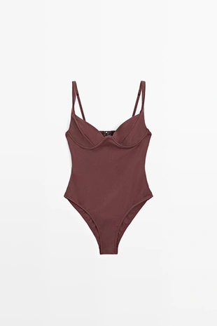 Купальник с поролоновыми чашечками и широкими лямками- Заказать в России