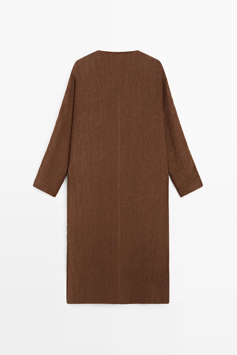 Платье-кафтан из смесового льна с завязкой на горловине