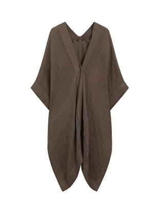 Раскатистая блузка oversize из 100% льна с деталями на спинке- Заказать в России