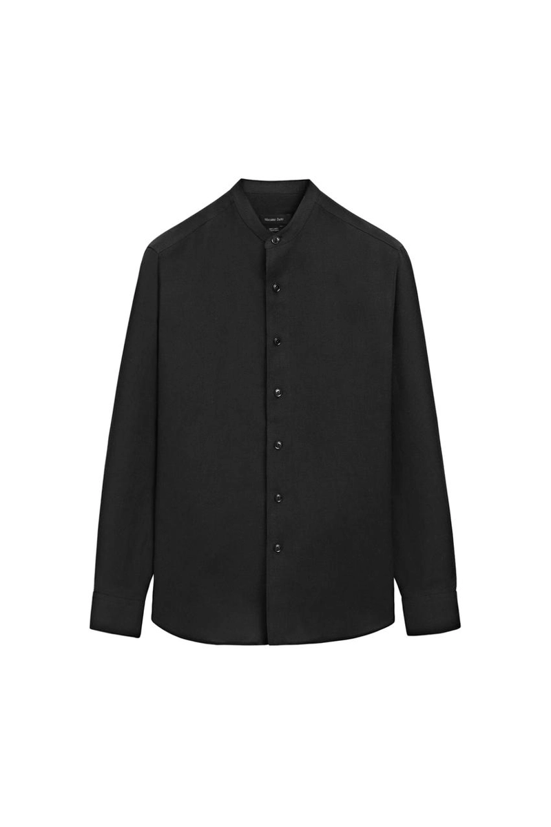 Рубашка с воротником стойкой из 100% льна