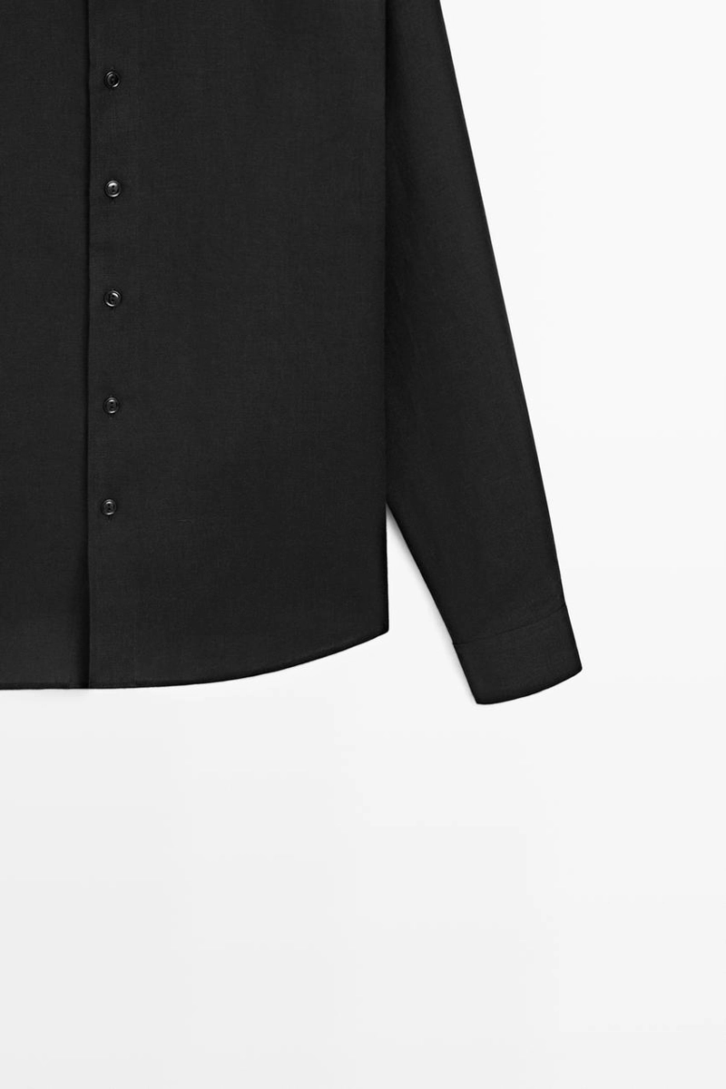 Рубашка с воротником стойкой из 100% льна