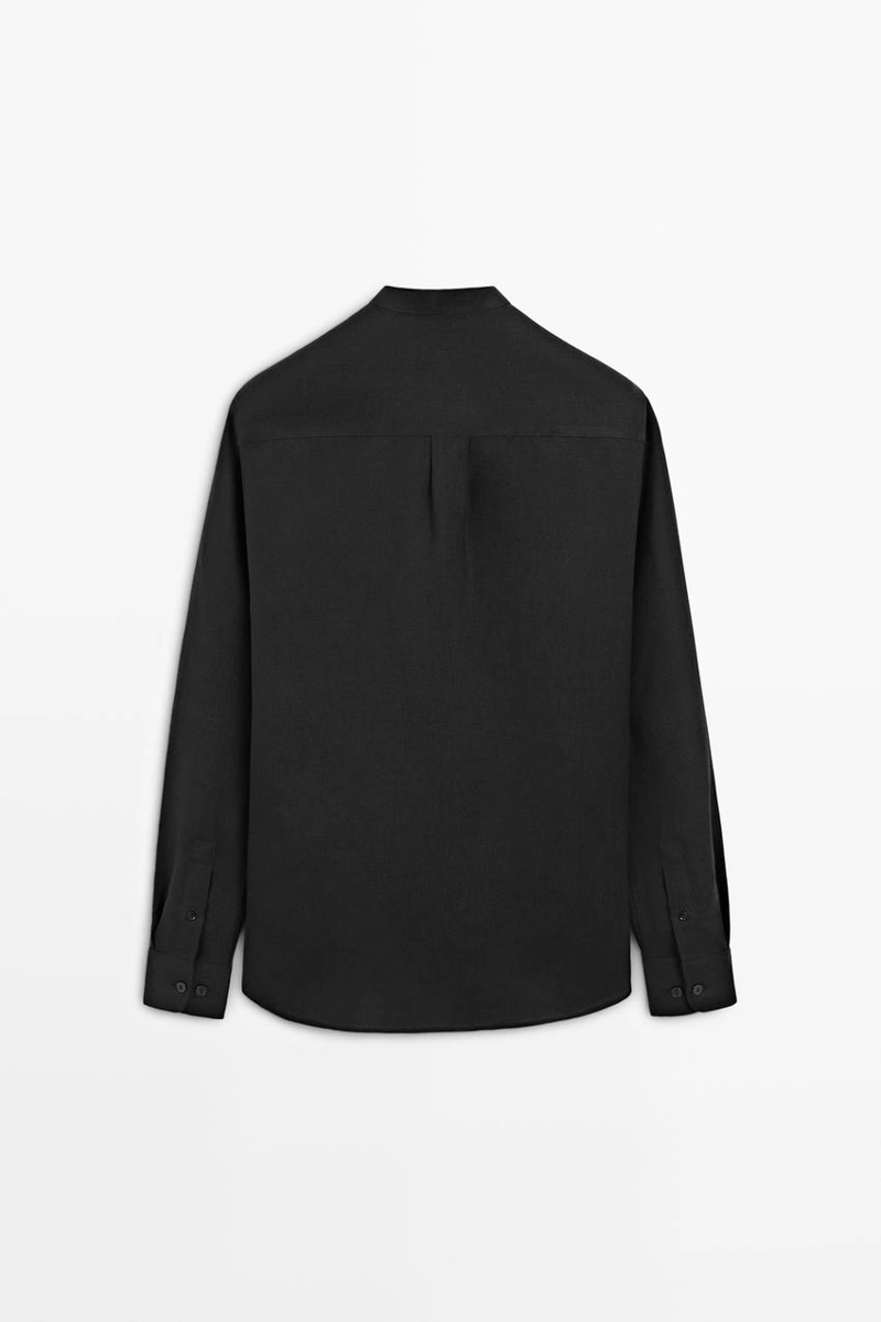 Рубашка с воротником стойкой из 100% льна